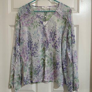 Haver & Blair London Floral Chiffon Blouse – XL – NWT